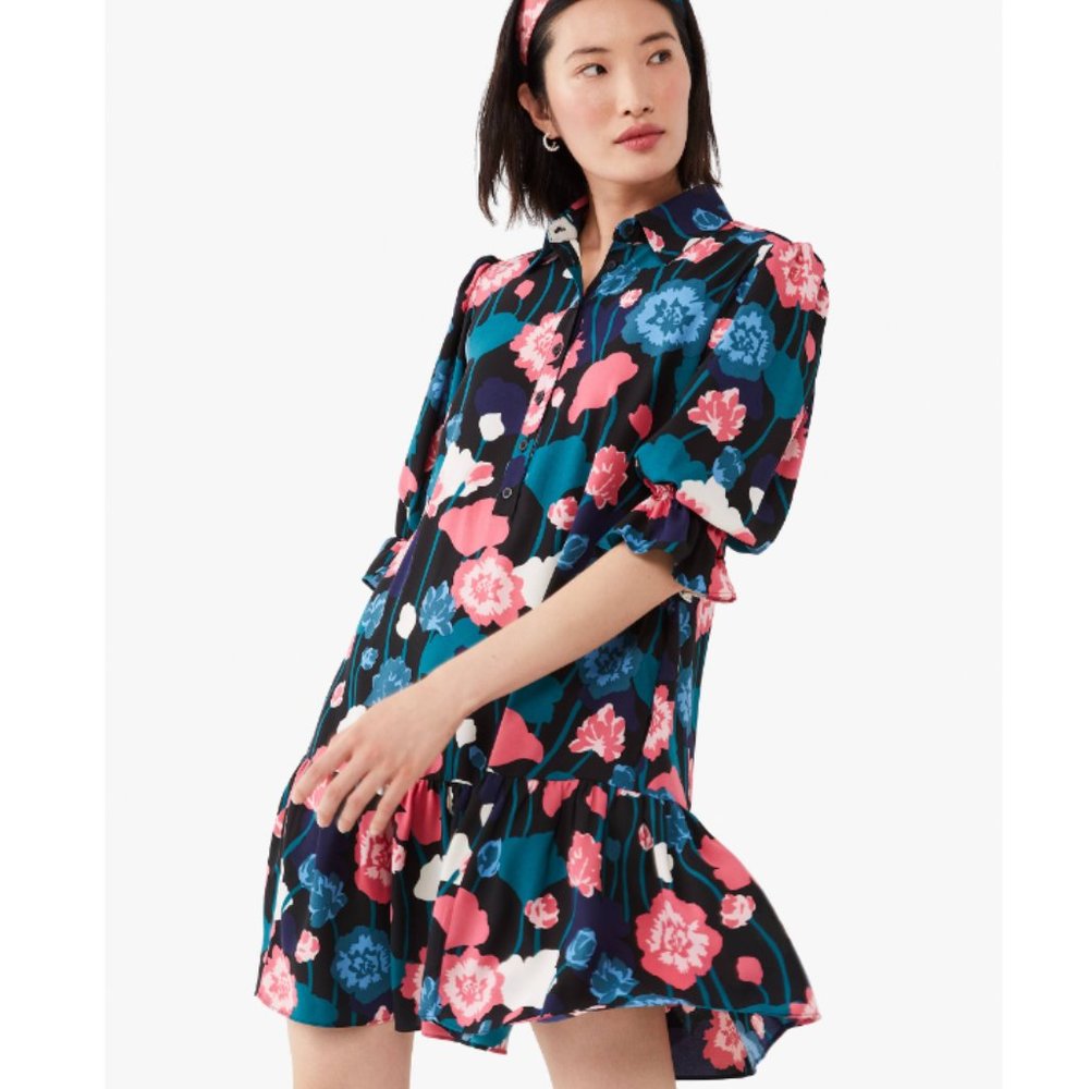 kate spade viney floral fluid shirtdress size small nwot - Picture 2 of 16